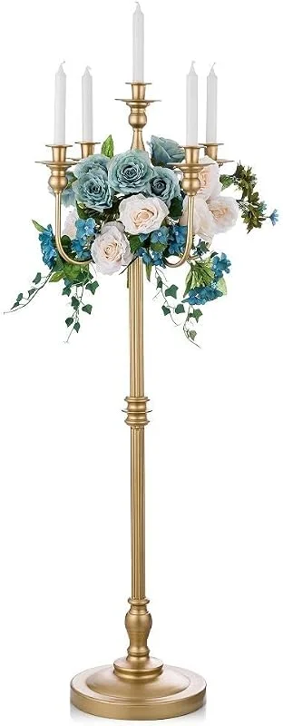 Visita la tienda de Sziqiqi Sziqiqi Candelabro Dorado de pie Alto, 5 Brazos, para Velas, 124 cm — Cena a la luz de velas
