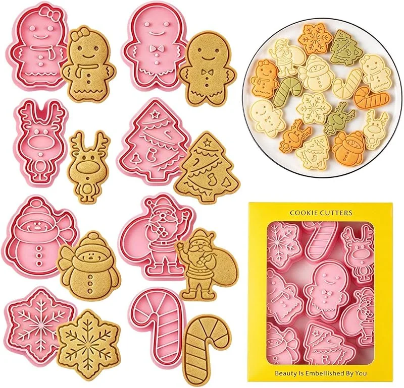 Generisch Christmas Cookie Stamps – 8 piezas reutilizables moldes de prensa — Hogar y cocina
