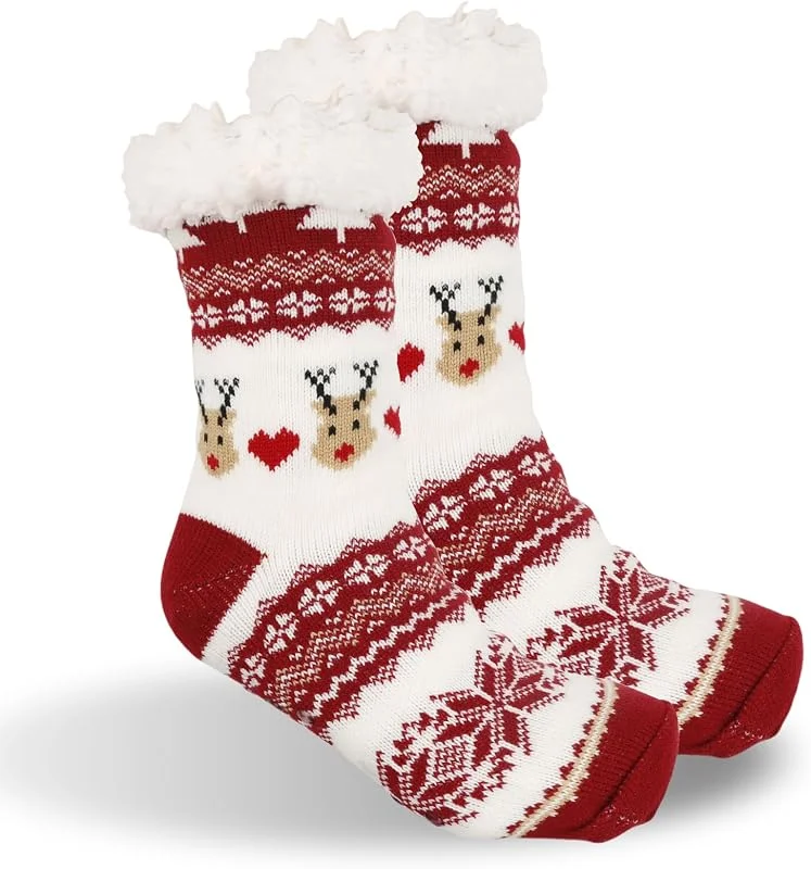BIBITI Calcetines de Navidad para mujer, talla 39-42, calcetines de Navidad, calcetines de reno, calcetines de Navidad, calcetines gruesos y cálidos, calcetines antideslizantes divertidos — Decoracion Navidad