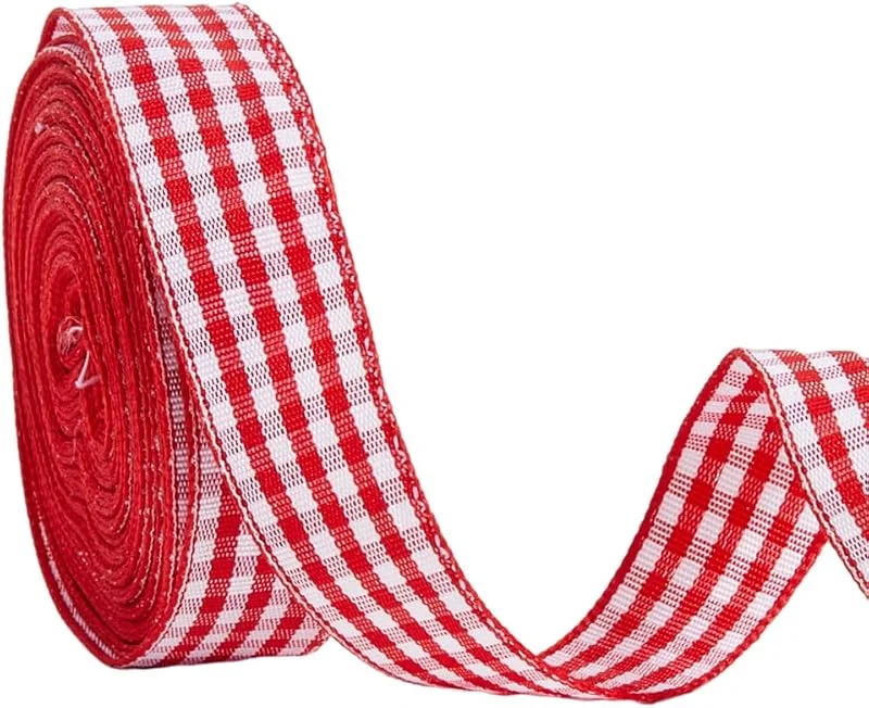 Visita la tienda de GORGECRAFT GORGECRAFT 2 rollos de 20 m x 16 mm, cinta de cuadros de búfalo rojo y blanco, cinta de búfalo de poliéster a cuadros para manualidades, accesorios para el cabello, picnics, escuela, envoltorios de — Envoltorio regalo