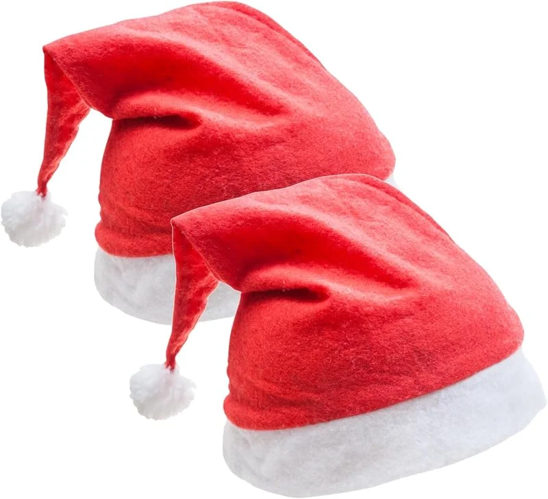 Visita la tienda de MERRYXMAS MERRYXMAS 2 Gorros de Papá Noel, Color Rojo - Talla Única para Adultos y Niños - para Navidad, Fiestas y Mercado Navideño — Ropa Navidad