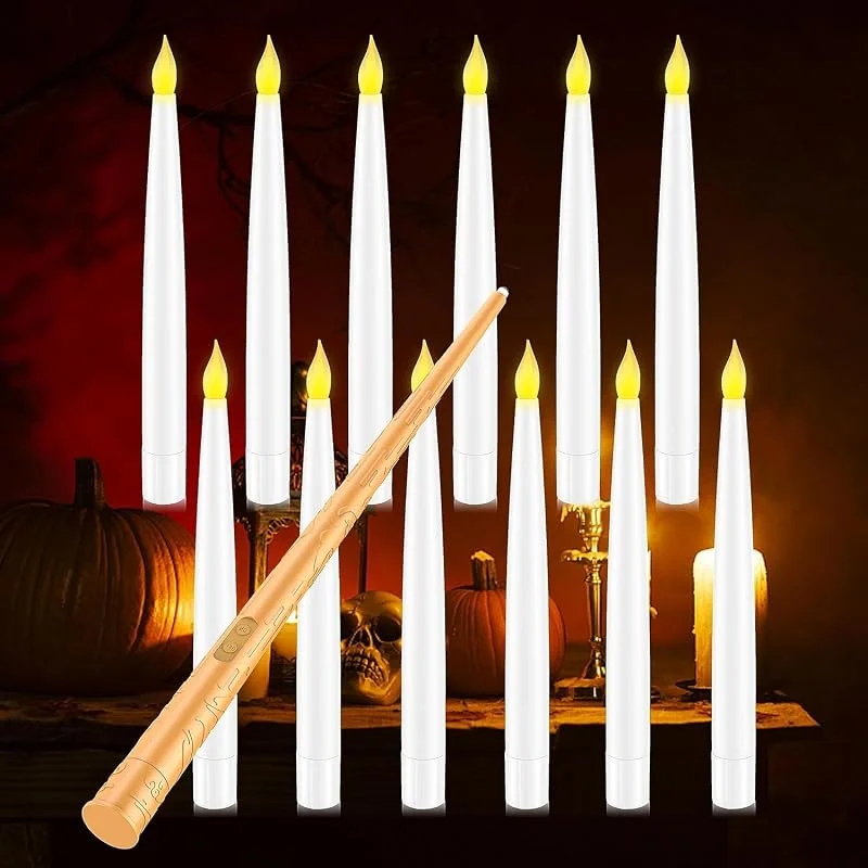 Visita la tienda de Coovee Velas Flotantes con Varita, 12 Velas Floating Mágicas, Velas LED Alimentada por Pilas, velas LED sin llama parpadeantes luz Cónica Eléctrica Parpadeante para Familiar Decoración — Luces Navidad