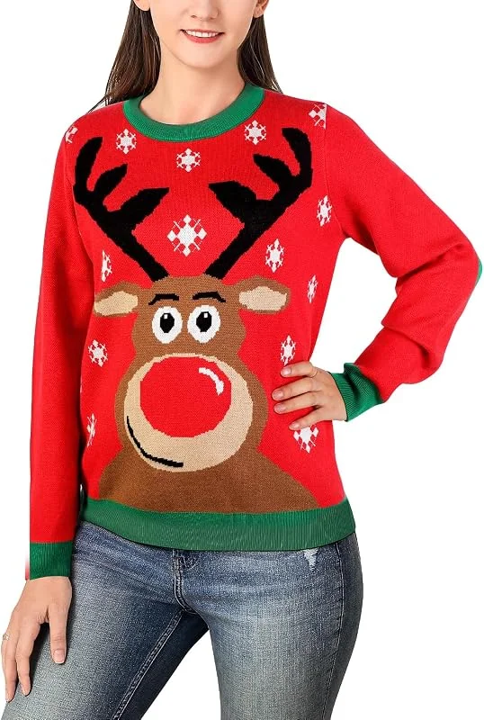 XiaoMoSha Suéter feo unisex de Navidad para mujeres y hombres, suéter de punto feo a juego para hombres, mujeres y niños — Ropa Navidad