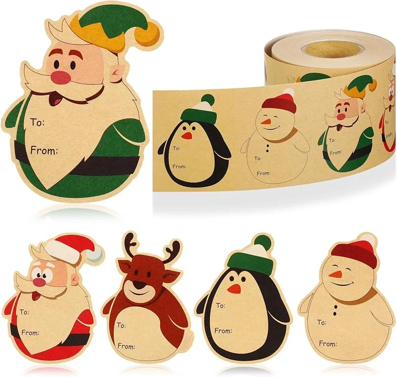 YUSHWENPTY Pegatinas Regalos Navidad, 200 Piezas Pegatinas Nombre Navidad Etiquetas Navidad de Invierno DIY Stickers Navidad para Decoraciones Navideñas, Embalaje de Regalo (A) — Envoltorio regalo