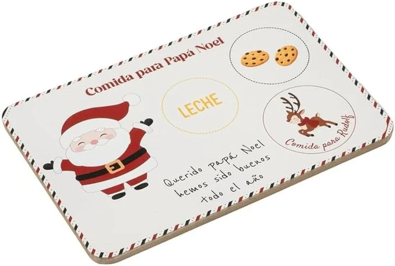 Visita la tienda de SUPERMOLON 2 Bandejas Papá Noel - Bandeja Navidad Madera 29.5 x 19.5 x 0.9cm - Leche, Galletas, Agua Renos - Navidad Desde Polo Norte para 2 niños (Papá Noel) — Hogar y cocina