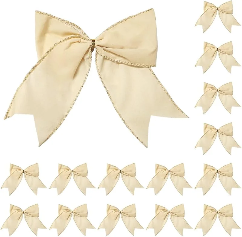 DONGKER Lazos navideños Grandes, 15 Unidades, Lazos de Terciopelo de 15 cm, Lazos Decorativos para el árbol de Navidad con Alambre Flexible para Envolver Regalos y Manualidades navideñas — Envoltorio regalo