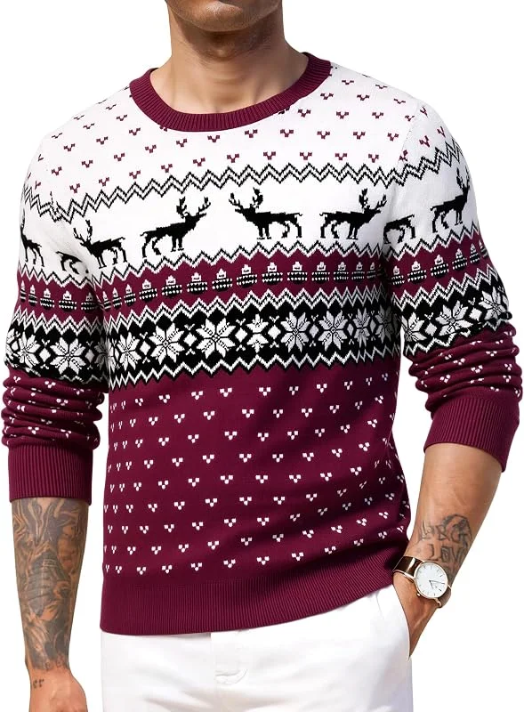 Visita la tienda de Crewhpo Jersey Navideño Hombre Suéter Navidad de Punto Manga Larga Invierno — Ropa Navidad