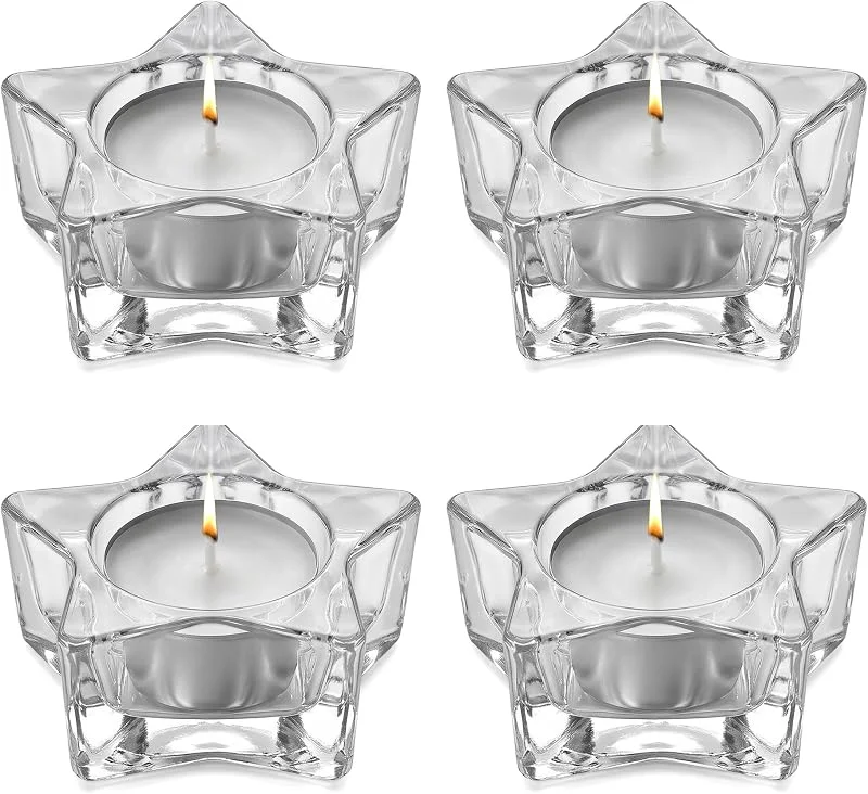 zorvixal 4 Piezas Portavelas Cristal Pequeño Forma, Mini Vasos para Velas — Cena a la luz de velas