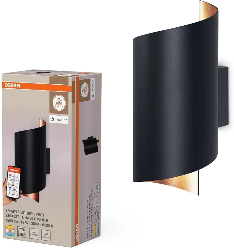 Visita la tienda de OSRAM OSRAM SMART+ Matter Wall Twist Lámpara de Pared LED 230x127mm TW — Cena a la luz de velas