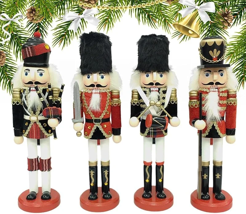 Ungtyb Figuras de cascanueces de Navidad, 4 piezas, estatua coleccionable — Decoracion Navidad