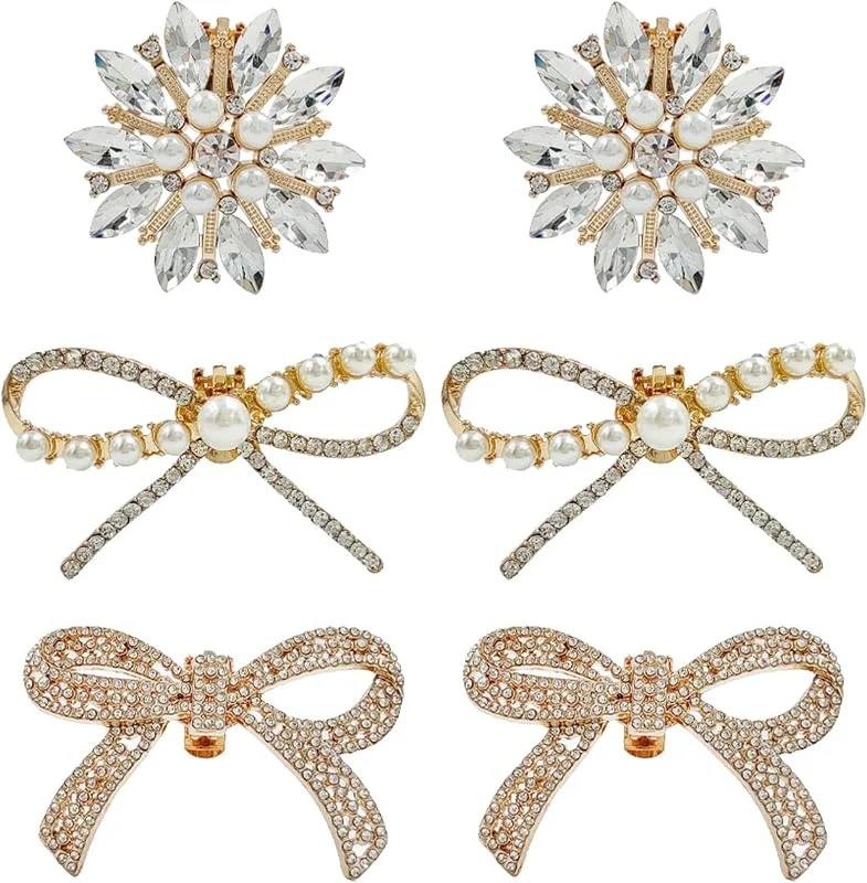 TYXHXTF 6 Piezas Clips para Zapatos, Mujer Clip Hebilla de Zapatos, Clip de Zapato de Pedrería Desmontable de Cristal, para Las Mujeres, Boda, Prom, Fiesta, Tacones Altos — Ropa Navidad
