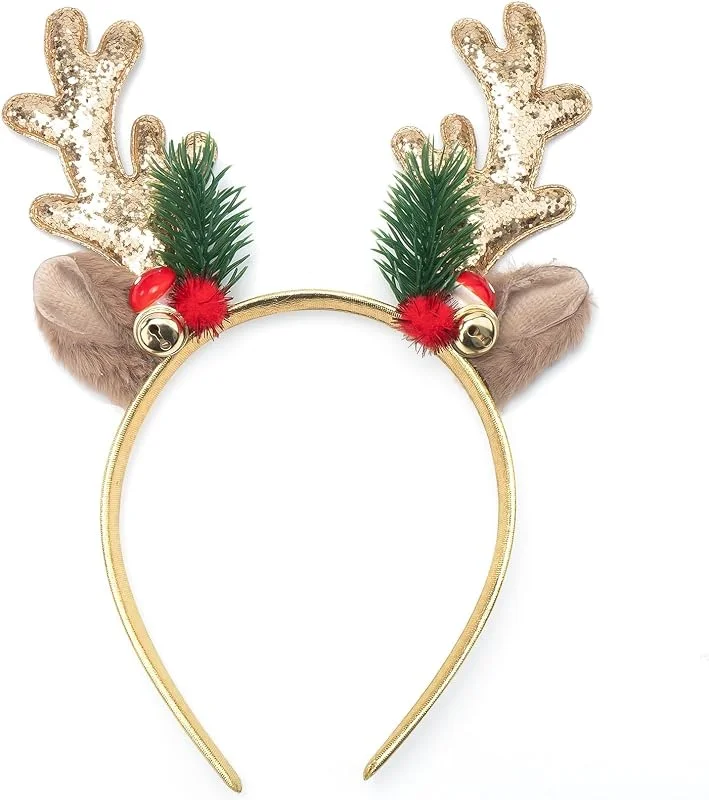 IHLOOTD Cuernos de Reno Diadema, Diadema Reno Navidad Accesorios Pelo Navidad para Mujer Niña, Fiesta Navidad, Cosplay, Mascarada — Ropa Navidad