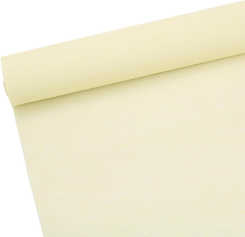 ODETOJOY Rollo de papel crepé de 70 g para hacer flores, hojas de papel crepé blanco, verde, rosa, 10 pulgadas de ancho, 8 pies de longitud (beige amarillo pálido) — Envoltorio regalo