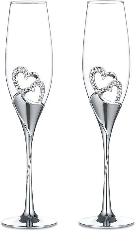 Visita la tienda de Sziqiqi Sziqiqi Copas Bodas de Plata 20cl: Regalo Boda para Novios 2pz — Vino y mesa festiva