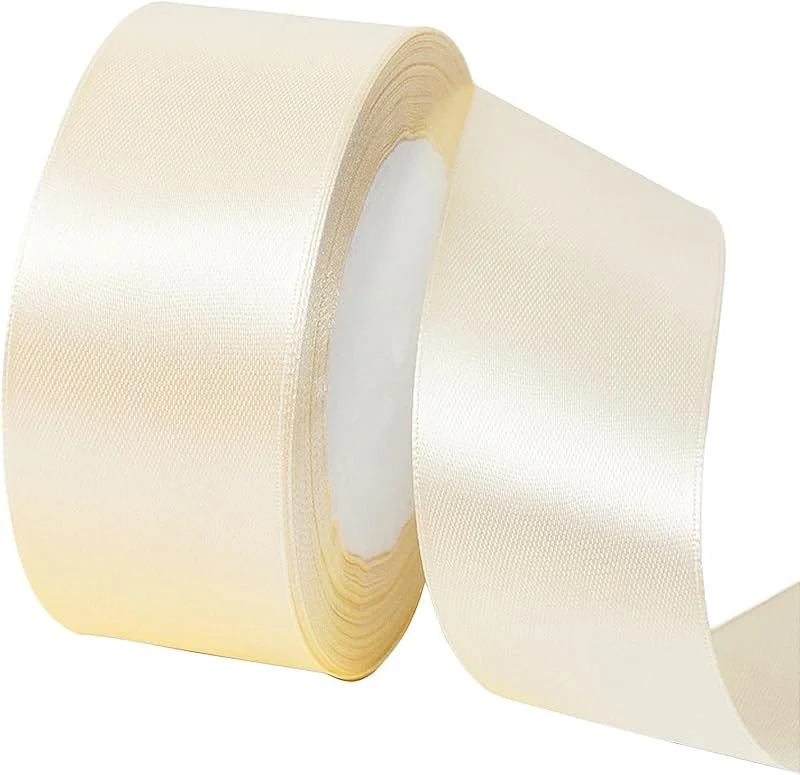 POPOYU 22m de ancho Cinta de satén blanca marfil de 40mm para coche de boda, gran cinta de tela de 1.5 pulgadas para coche, cinta gruesa azul bebé para manualidades, envolver regalos, boda, Navidad, DIY — Envoltorio regalo