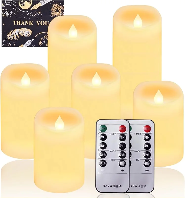 UCAMP Velas LED Recargables, Juego de 6 Velas de té LED, Velas Eléctricas con Luz Parpadeante, Velases Artificiales Realistas a Pilas para Bodas, Fiestas, Festivales, Decoraciones de Navidad — Luces Navidad