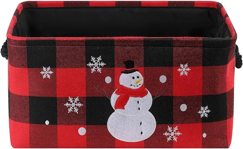 INough Caja Almacenamiento Navidad Grande Bolsa para Guardar Adornos Navideños, Estilo Rústico Organizador de Adornos y Regalos, Navidad Cesta de Juguetes para Niños Cesta de Almacenamiento Plegable — Envoltorio regalo