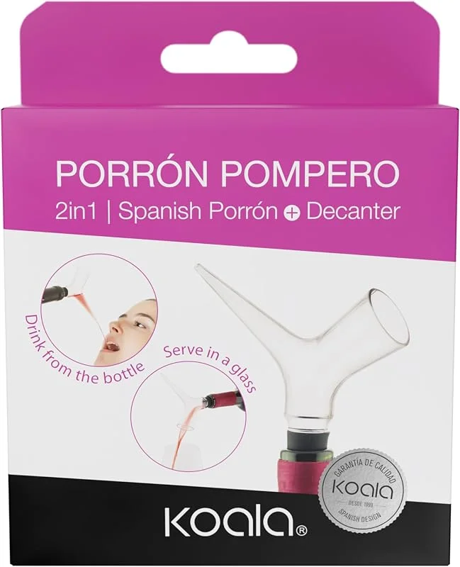 Visita la tienda de Koala Porrón Pompero – Decantador ‑ Oxigenador de Vino 2 en 1, policarbonato irrompible – Experiencia divertida y auténtica estilo tradicional español - Transparante — Vino y mesa festiva