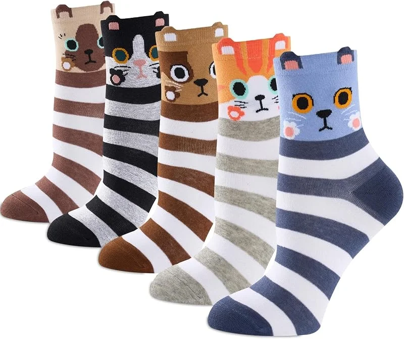 Veximora Calcetines divertidos para mujer, calcetines coloridos para gatos — Decoracion Navidad