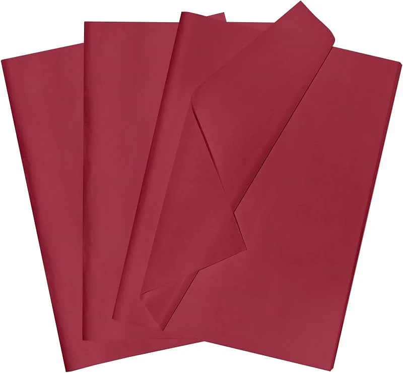 POPOYU 60 Hojas Papel de Seda Borgoña Para Envolver, 35x50cm Regalos Papel de Seda, Papel de Seda Para Regalos a Granel Para Manualidades, Papel Envolver de Navidad Relleno Artesanía DIY Cumpleaños Boda — Envoltorio regalo