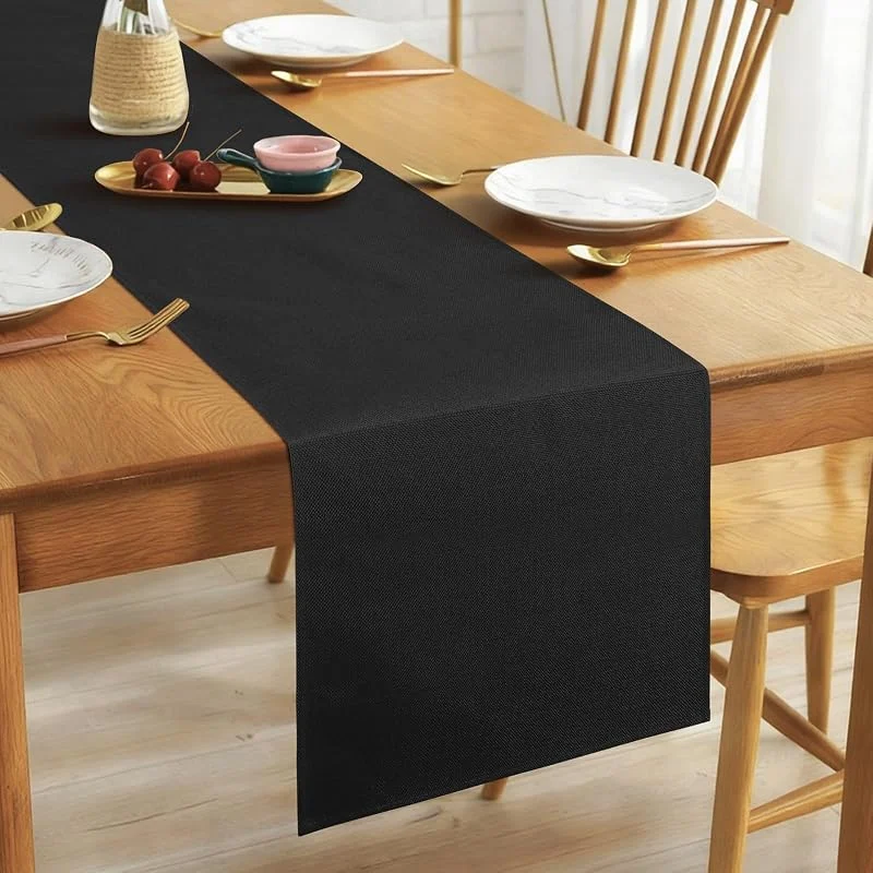 Alaoo Camino de Mesa Negro, Camino de Mesa Impermeable, 40 x 180 cm — Hogar y cocina