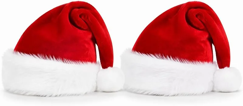 OKMIJN Gorro Navidad Adulto de Corto Peluche con pompón Blanco para Disfraz de papá Noel, Sombrero navideño, Gorros Papa Noel Adulto, Christmas Hat, Gorro Santa Claus — Ropa Navidad