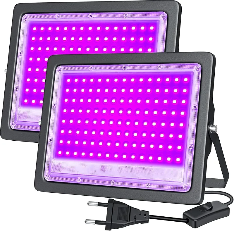 Visita la tienda de TOPBOS LED Luz Negra UV, 2Pcs 100W Foco UV Ultravioleta 385-400nm, IP66, Resistentes al Agua, con Enchufe e Interruptor, para Decoración de Halloween, Fiestas, Iluminación de Escenario y Navidad — Luces Navidad