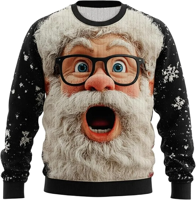 Genérico Jersey de Navidad para hombre, divertido suéter navideño para hombre, suéter de Papá Noel, diseño de Navidad, suéter de Navidad, disfraz de invierno, cálido, suéter de Navidad, hombres — Ropa Navidad