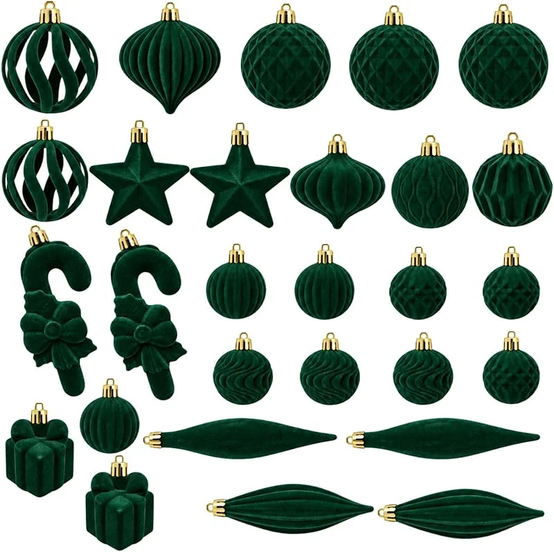 RtottiM 28 Piezas Juego De Bolas Arbol De Navidad De Terciopelo Varios Tamaños — Decoracion Navidad