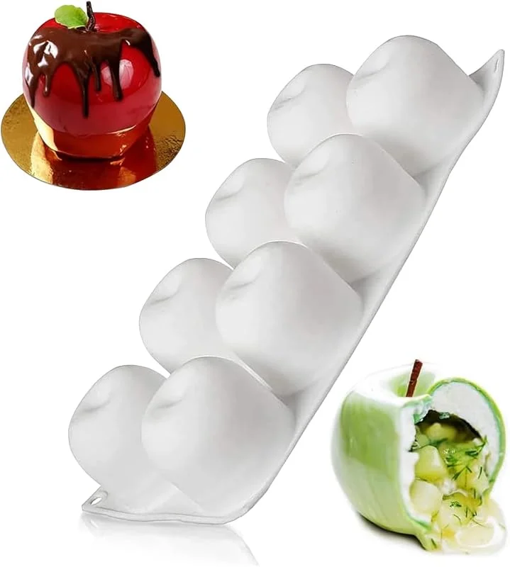 CUEMOON Molde de silicona 3D para tartas de manzana con 8 huecos, para hacer bombas de chocolate caliente, tartas, gelatina, mouss — Hogar y cocina