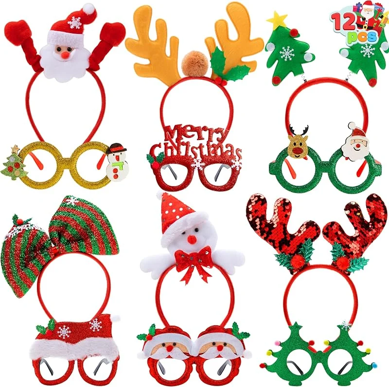 Visita la tienda de JOYIN JOYIN Juego de 12 diademas de Navidad y marcos de gafas, varios diseños para accesorios de fiesta de Navidad y regalos (talla única) — Ropa Navidad