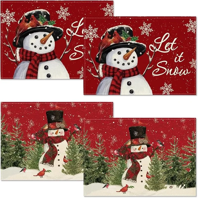 SEBKIL 4 manteles individuales de Navidad, lavables, 45 x 30 cm — Hogar y cocina