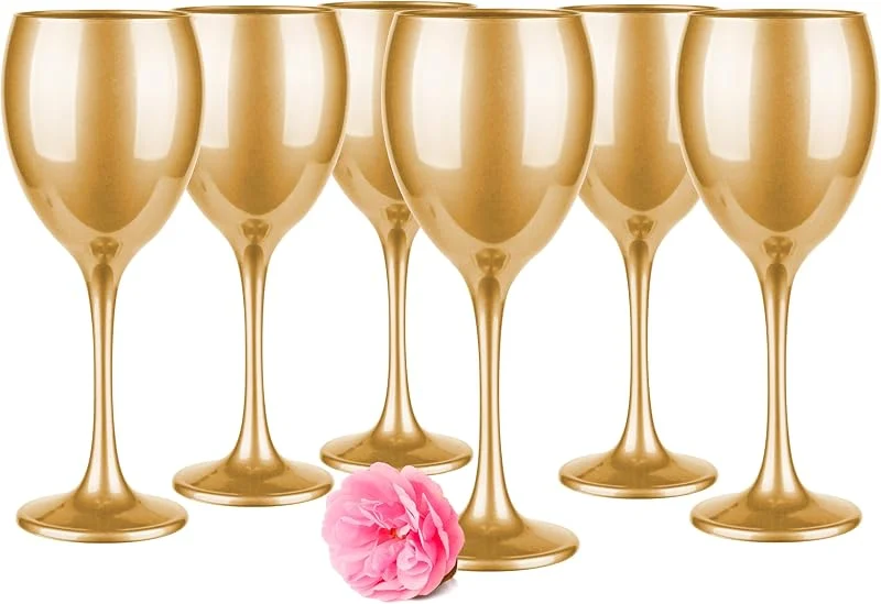 Visita la tienda de Glasmark KROSNO 1992 Glasmark Krosno Copas De Vino Juego De 6 Copas De Vino Blanco 300Ml Copas De Vino Tinto Cristalería Copas De Vino Set Oro Metálico — Vino y mesa festiva