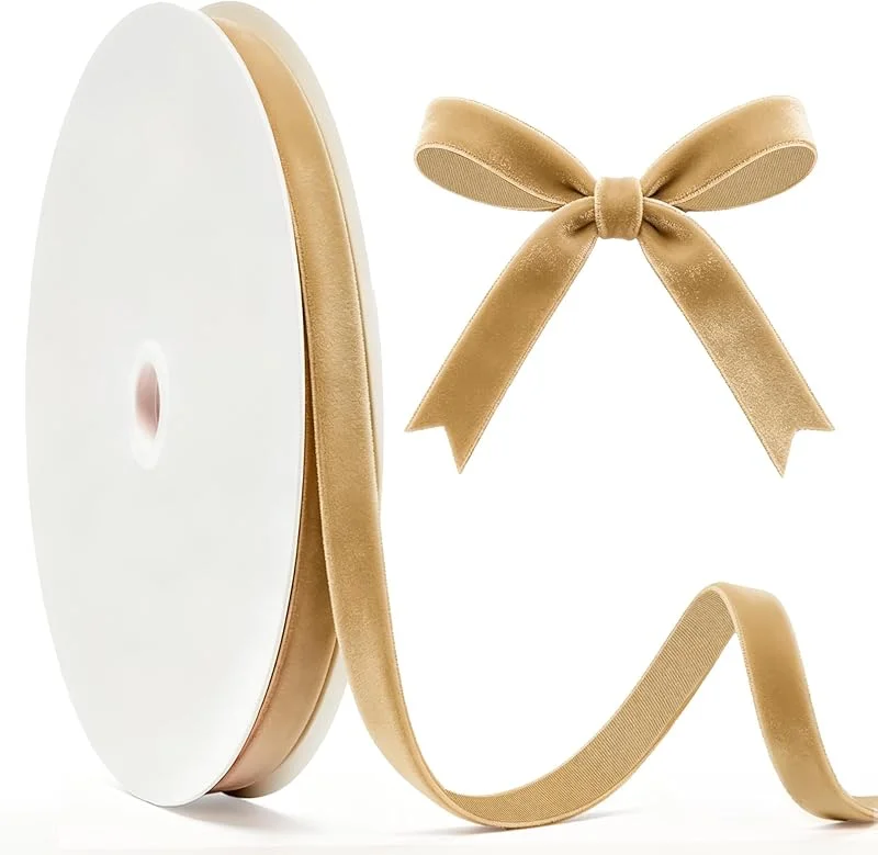 Visita la tienda de G2PLUS G2PLUS Cinta Terciopelo Marrón, 10mm x 22m Cinta para Regalos Navidad — Envoltorio regalo