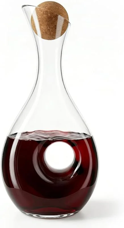 Vessyn Decantador de vino con tapón, 1, 2 L, sin plomo, soplado a mano, juego de decantadores de vino tinto elegante, regalo único de inauguración de la casa — Vino y mesa festiva