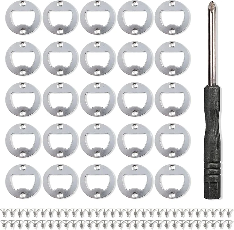 PYSEOSISE Kit de Abridor de Botellas, 25 Piezas Abrebotellas de Acero Inoxidable, Abrebotellas de Cerveza Abrebotellas Inserto Redondas con Tornillos para Hogar Restaurante Bar — Vino y mesa festiva