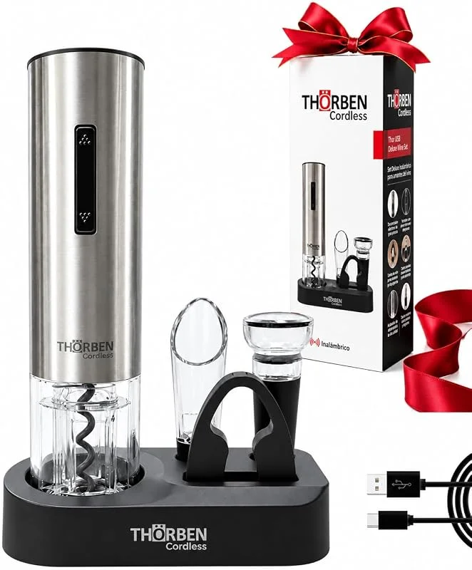 Visita la tienda de Thorben THÖRBEN Sacacorchos Eléctrico Recargable USB-C. Set de Vino con Accesorios — Vino y mesa festiva
