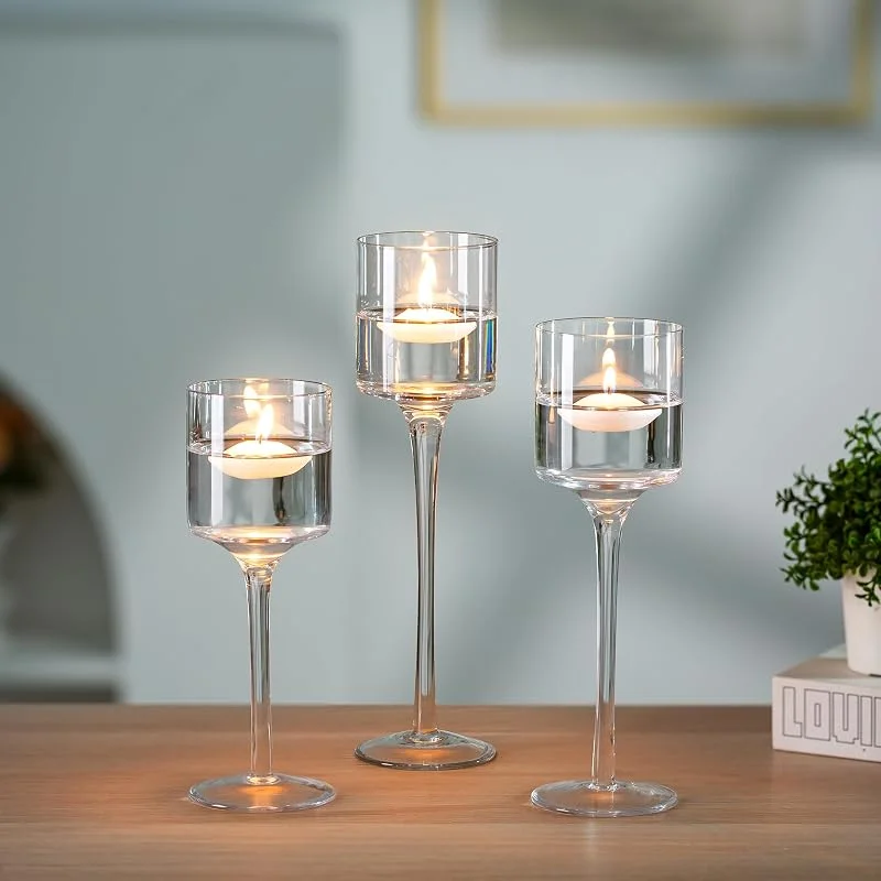 Visita la tienda de Nuptio Nuptio 1 Juego Candelabros Vidrio para Velas Pilar y Velas Flotantes, Candelabro Candelita Vidrio, Candelabros Mesa Transparente para Centro Mesa Banquete Boda Navidad Halloween Decoración Hogar — Adviento y mesa