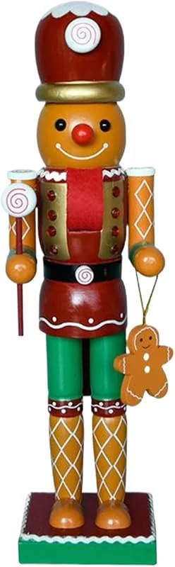 Hilai Decoraciones navideñas, decoración navideña de Cascanueces, Figura de Cascanueces de Madera de 14 Pulgadas, Adornos Festivos de Hombre de Jengibre para decoración navideña — Decoracion Navidad