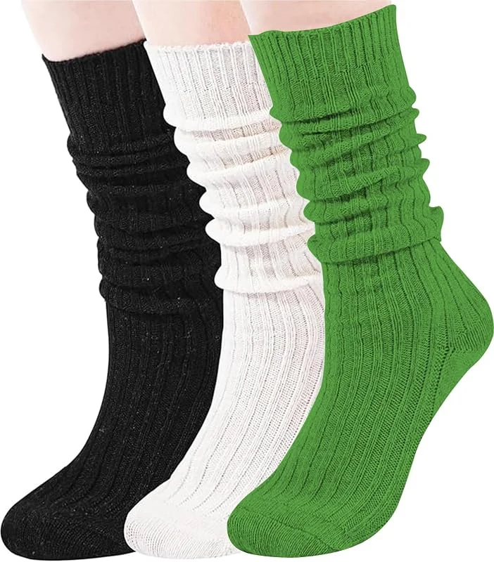 Visita la tienda de Moon Wood Moon Wood 3 pares Calcetines Térmicos Mujer, Calcetines largos de Lana para OtoñoE Invierno, Efecto Arrugado, Cálido Gruesa de Punto Calcetines altos 35-42 — Ropa Navidad