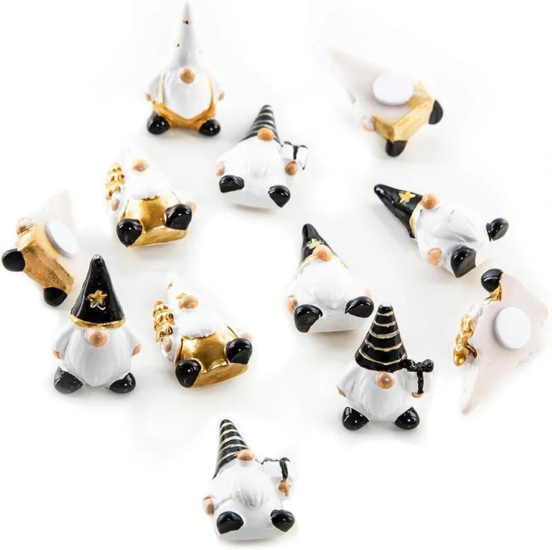 Visita la tienda de Logbuch-Verlag Mini Duendes navideños, 12 Unidades: decoración de Navidad Dorada Blanca y Negra, Figuras pequeñas Navidad para Mesa y Regalos, Adornos con Adhesivo, Creativa Adviento, 4 cm — Decoracion Navidad