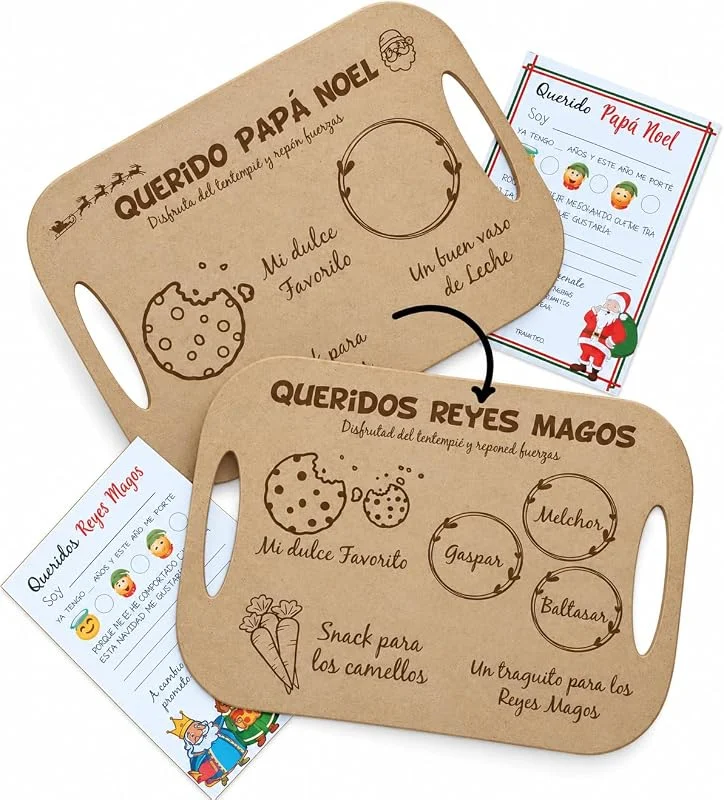 Visita la tienda de Los Eventos de la Tata Bandeja para Reyes Magos - Papa Noel Personalizada - Bandeja navideña (Reversible XL, Reversible XL) — Hogar y cocina