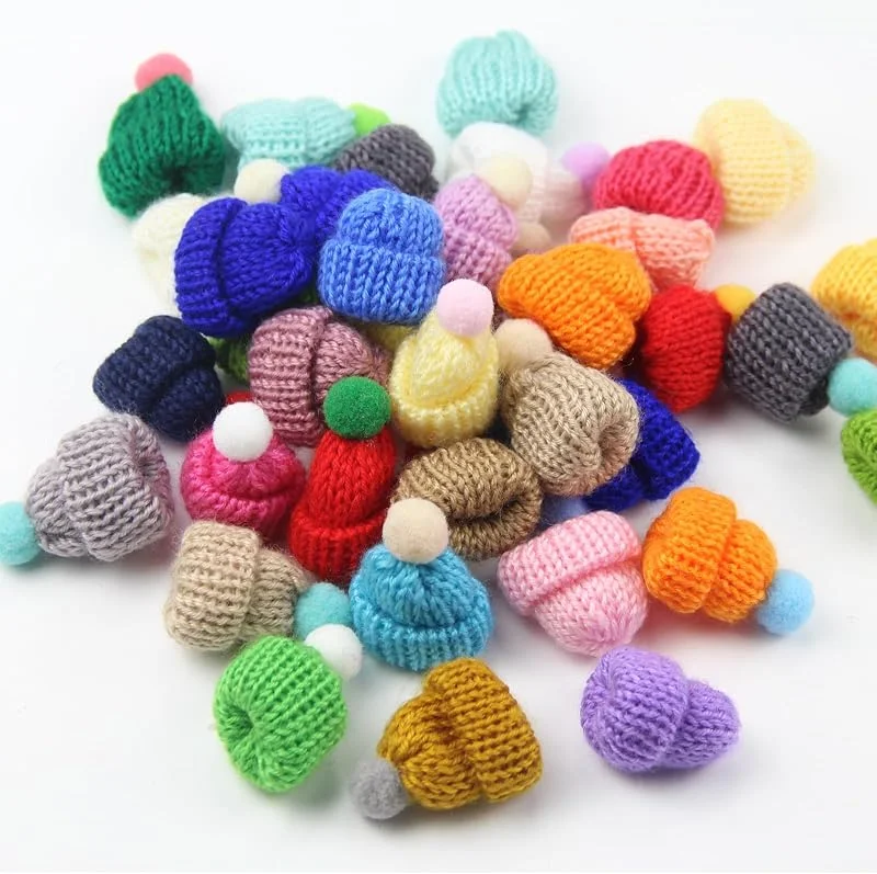 SJUNJIE 50 Mini Sombreros De Punto Mini Gorro De Lana Gorros De Papá Noel — Ropa Navidad
