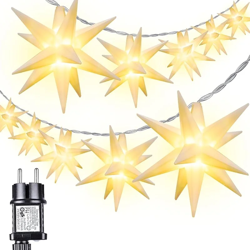 iBaycon Guirnalda Luces Exterior Navideña Estrellas, 11, 75 m Blanca Cálida — Decoracion Navidad