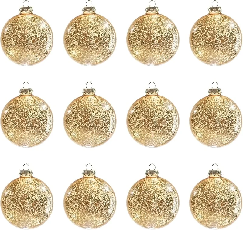 DN DECONATION Bolas de cristal de mercurio dorado para Navidad — Decoracion Navidad