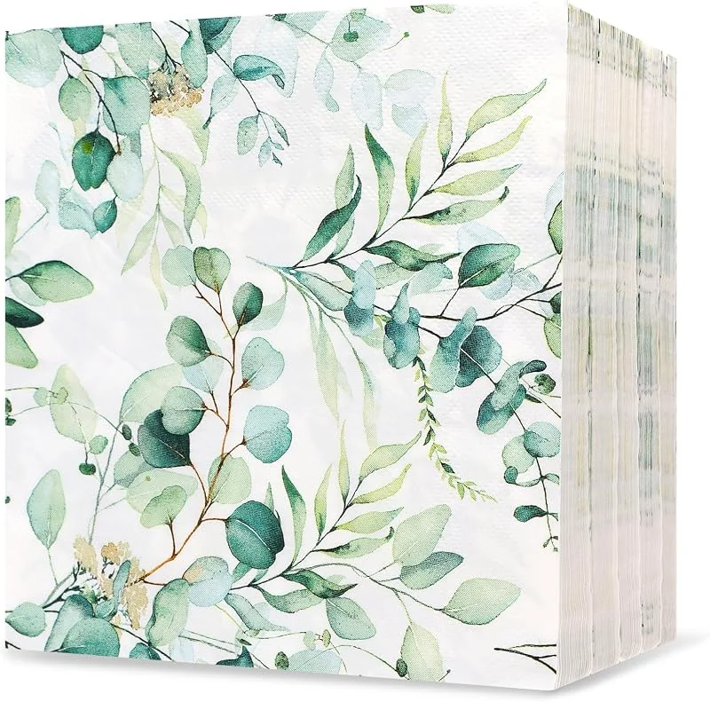 YiliYa Servilletas de Papel 33 x 33cm, 100 Piezas Servilletas de Eucalipto Verde — Adviento y mesa