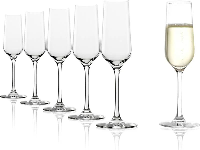 Stölzle Lausitz Copas de Champán Revolution Set de 6, 200 ml – Elegantes Cristales para Champán, Prosecco & Cava – Cristal Lavable en Lavavajillas & Fabricado en Alemania — Vino y mesa festiva