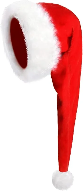 LOMIMOS Gorro de Papá Noel de peluche, 30 x 75 cm, gorro de Papá Noel rojo — Ropa Navidad