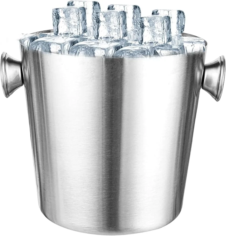 Genérico Ice Bucket, 2L Stainless Steel Drink Cooler, Insulated Wine Chiller, Beverage Tub with Handle For Champagne, Beer, Cocktails, Home, Garden, Bar Parties, Stainless, Easy To Clean — Vino y mesa festiva