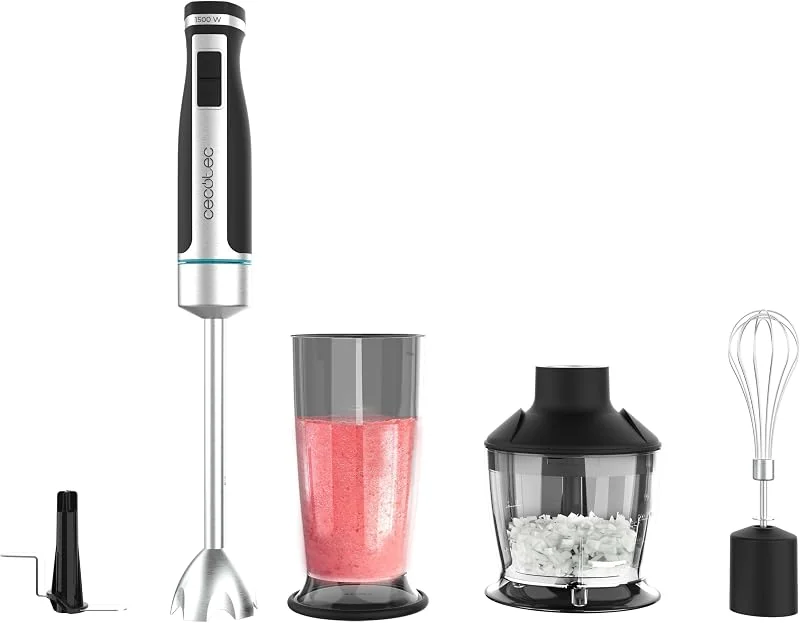 Visita la tienda de Cecotec Cecotec Batidora de Mano PowerGear 1500 XL Pro. 1500W, 21 Velocidades + Turbo, Acero, Silicona, Brazo XL, Cuchilla de 4 hojas, Recubrimiento Titanio, Engranaje de Metal, Incluye Accesorios — Vino y mesa festiva
